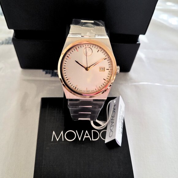 Movado Men's Bold Quest Sunray Rose Gold White Dial Swiss Watch - Picture 4 of 7